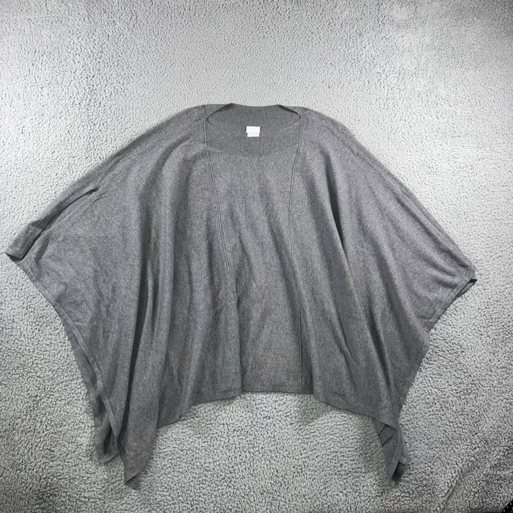 Chicos Poncho Women Large XL Cotton Cashmere Blend Relaxed Cozy Knit Pullover